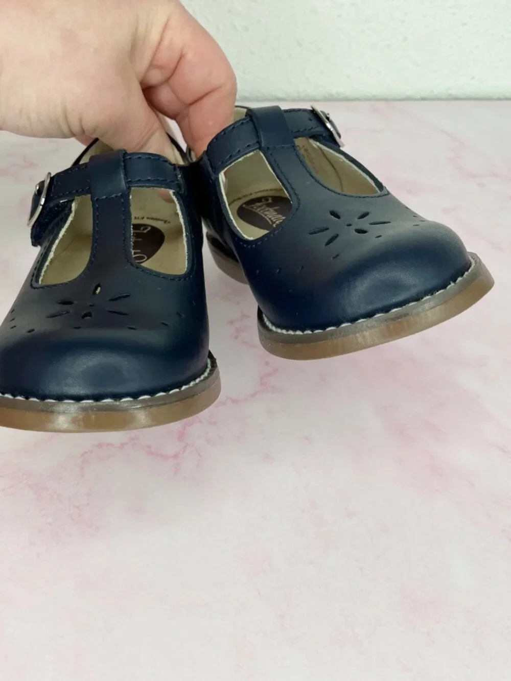NIB Footmates Sherry T-strap Mary Jane navy leather size 9.5 little kid